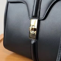12A Mirror Quality Designer Small 16bag 23cm Luxurys Handle Handbag With Lock Genuine Leather Flap Bag Cowhide Purse Black Clutch Bag Crossbody Shoulder Strap Bag