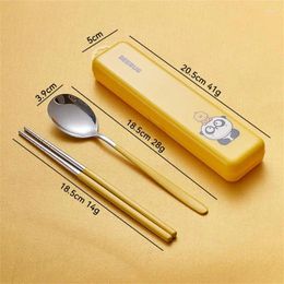 Dinnerware Sets Spoon Cartoon Exclusive Ip Authorization Unique Design 304 Stainless Steel Durable Childrens Tableware Set Chopsticks