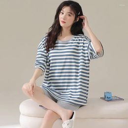 Women's Sleepwear Brand Cotton Summer Short Sleeved Plus Size M-2XL Women Pyjamas Set Pyjamas Cute Cartoon Pijamas