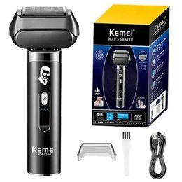 Electric Shavers Kemei Waterproof IPX7 Rechargeable Electric Shaver Mens Beard Facial bble Electric Shaver Faded Shaved Head Shaving Machine T240507