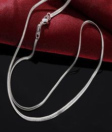 Fashion Men Necklace 925 sterling Silver 2MM Flat chain Necklace 16"/18"/20"/22"/24" /26"//28" /30" for Pendants 10pcs/lot4666971