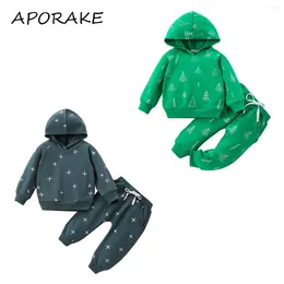 Clothing Sets 2024 0-4Y Toddler Boys Girls Fall Outfits Tree Print Long Sleeve Hoodies Sweatshirts And Pants 2pcs Clothes Set