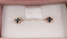 Motif Earrings Stud In Rose Gold Vermeil With Spinels Bear Jewellery 925 Sterling Fits European Jewellery Style Gift Andy Jewel 9149336007895361