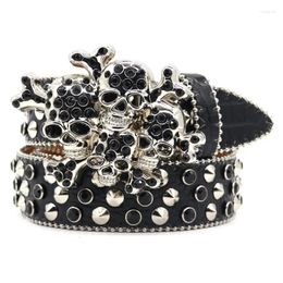 Belts Girl Glittered Waistband Western Gothic Rivets Skull Belt For Jeans Dress Nightclub Girls Jewelled