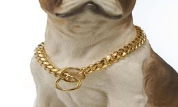 10MM Wide HighQuality Gold Stainless Steel Dog Collar Training Choke Pet Dog Slip Chain Collars Strong Metal Collar 1232quot4350483