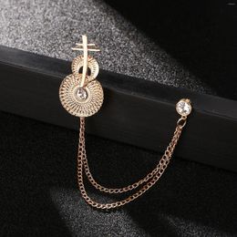 Brooches Fashion Musical Instruments Rhinestone Tassel Chain Pins For Women Men Suit Buckle Jewellery AX272