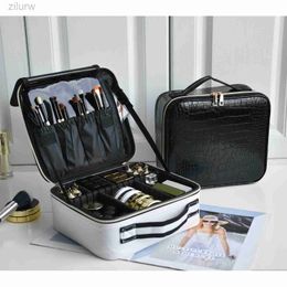 Kosmetiktaschen Neue PU -Leder -Make -up -Tasche für Frauen multifunktional tragbarer Reisebereich Make -up -Box D240425