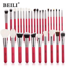 Makeup Brushes BEILI Red Natural Brush Set 11-30 pieces basic mixed powder blusher professional eye shadow eyebrow maquillaje Q240507