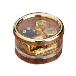 Hand Acrylic Circular Crank Music Wholesale Musical Box Golden Movement Melody Castle In The Sky Gift al