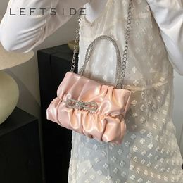 Fold Design Small Crossbody Bags for Women Y2K Luxury Designer Korean Fashion Handbags and Purses Female Bow Shoulder Bag 240508