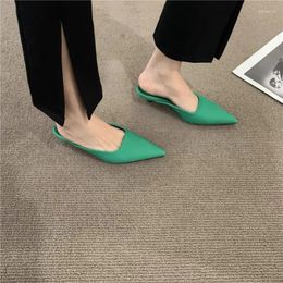 Slippers Spring Pointed Womens Mule Fashionable Candy Coloured Elegant Dress Sandals Square Low Heel