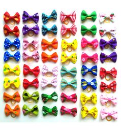 Cute Puppy Dog Small Bowknot Hair Bows with Rubber Bands Hair Accessories Bow Pet Grooming Products7088697