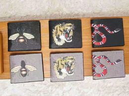 Men Animal wallet cardholder bag France Leather Wallet Black Snake Tiger Bee Women Luxury Purse Card With box Purse