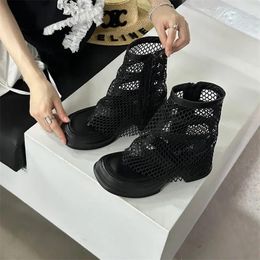 Boots 2024 Fashion Summer Women's Sandals Shoes High Heels Women Black Pumps Gauze Mujer Peep Toe Spring Platform Ladies Footwear