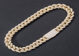 Men Hip Hop Diamond Necklace Bracelet Cuban Link Chain 5A Cubic Zirconia Stone Designer Necklaces Mens Bracelets Man 14K Real Gold3809527
