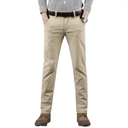 Men's Pants Slim Fit Casual Lightweight Classic Straight Trousers Summer Cotton Stretch Joggers Solid Khaki Male