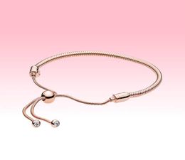 Rose gold plated Hand Chains Women's Chain Slider Bracelets Wedding Jewellery for 925 Silver Bracelet with Original box9505083