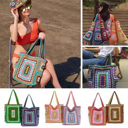 Modish Designer Tote Bags Straw Woven Bag Beach Bag Large Capacity Knitting Mesh Mens Womens Straw Bags Summer Black Apricot Vacation Shopping Soft bags retro