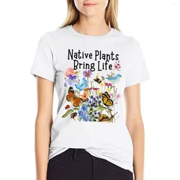 Women's Polos Native Plants Bring Life Colourful Pollinator Design T-shirt Kawaii Clothes Funny Dress For Women Sexy