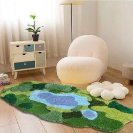 Carpets Ins Forest Moss Bedroom Carpet Bedside Balcony Floor Rugs Irregular Long Home Entrance Mat Thick Coffee Table Washable