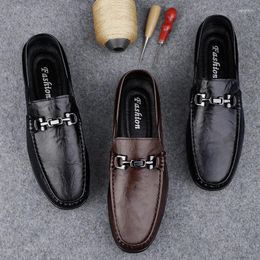 Casual Shoes Loafers Plus Size Business Overseas Moccasins Slip-on Authentic Leather Soft Bottom