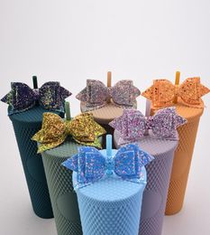 Bow Straw Topper 18 Colours Glitter Sequins Bows for Party Tumbler Straws Decoration2632369