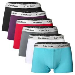 Underpants 4Pcs/Lot Mens Underwear Fashion Boxer Solid Colour Sexy Mens Boxer Shorts Comfortable Breathable Hip Lift Underwear for Men Y240507