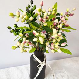 Decorative Flowers Artificial Olive Fruit Bean Branch Berry Christmas Fake Flower Simulation Diy Plant Home Wall Wedding Decoration