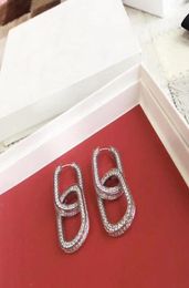 simple double Square connect earring stud hoop gold color and silver plated whole PS57363352118
