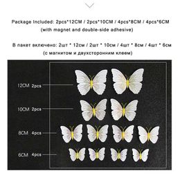 3PCSFridge Magnets 12Pcs/Set Ambilight 3D Butterfly Wall Sticker Butterflies Bedroom Home Decoration Room For Wedding Decor Fridge Magnet Decals