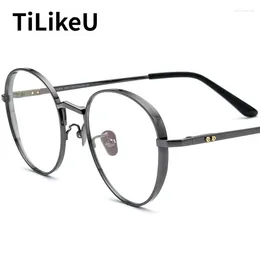 Sunglasses Frames Top Quality Pure Titanium Eyeglasses Lenses Retro Round Eyeglass Men Myopia Reading Glasses Women Optical Eyewear