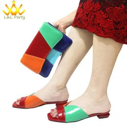 Dress Shoes 2024 British Style Arrivals Nigerian Women And Bag Set In Red Colour Splicing Design Low Heels For