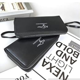 Wallets Waterproof Men's Long Wallet With Zipper Large Capacity Male Leather Purse Durable Contracted Coin Pocket Outdoor