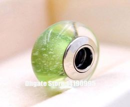 2pcs 925 Sterling Silver Murano Glass Green Signature Colour Fluorescent Beads Fit Style Jewellery Charm Bracelets & Necklaces7487865