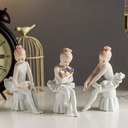 Miniatures Vilead Ceramic Ballet Girl Figurine Doll Interior Home Decoration Accessories Living Room Bedroom Creative Kids Gift Colletction