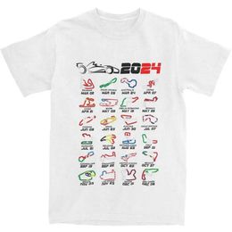 Men's T Shirts 2024 Funny Formula 1 Circuits T Shirt Men Womens Pure Cotton F1 Race Cars Calendar Tees Shirt Adult ClothHot Sale J240506