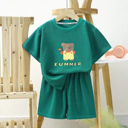 Clothing Sets Cartoon Tshirt Shorts Suits Loose Short-sleeved Children Printed Tops Kids Thin Casual Sports Costume For 1 2 3 4Years