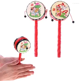 Party Favor 1Pc Chinese Traditional Spin Toy Rattle Drum Cartoon Hand Bell For Baby Gift