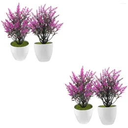 Decorative Flowers 4 Pcs Fake Plants Pots Flower Adornment Table Potted Desktop Decor Household Faux Artificial Bonsai Model