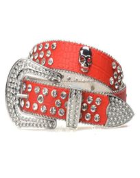 Diamond Belt Designer Belts Cool Cowboy Jeans Ceinture Femme versatile decorative SKULL leather pants Women belt BLACK RED WHITE W4104229