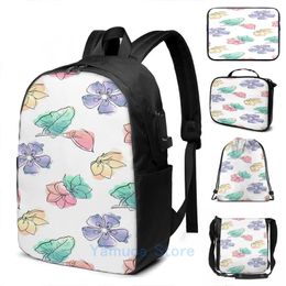 Backpack Funny Graphic Print All Over Floral Flower Watercolor USB Charge Men School Bags Women Bag Travel Laptop