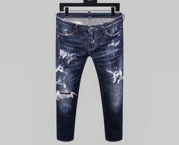 mens jeans denim blue skinny ripped pants version Navy old fashion Italy style7704846