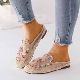Dress Shoes Women Low Heels Flat Sequins Casual Slip On Soft Sole Breathable Sandals Wedge Heel Slingbacks Chaussure Femmes