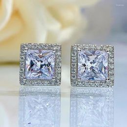 Stud Earrings SpringLady Luxury Princess High Carbon Diamond For Women 925 Sterling Silver Vintage Party Elegant Versatile