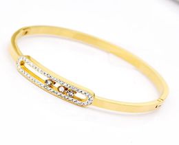 Gold Bracelet Femme Jewellery Stainless Steel Zircon Can Slide Cuff Bracelets For Women Bracelets Bangles Whole2248726