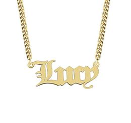 Custom Name Necklaces for Women Mother039s day Nameplate Pendant with Cuban Chain Year Necklace Old English Font Design Gold St6442650