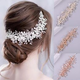 Hair Clips Silver Color Bridal Flower Headband Prom Tiara Wedding Accessories Bride Handmade Ornaments Female Crystal Headdress