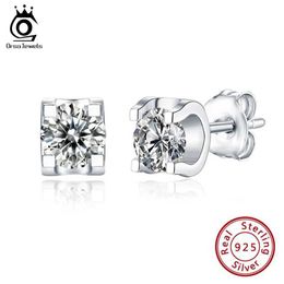 Stud Orsa JEWELS Real 925 Sterling Silver Transparent AAAA CZ Earrings Suitable for Womens Simple Wedding Anniversary Exquisite Jewellery APE57 Q240507