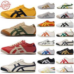 Free shipping Tiger Mexico 66 Series Designer Casual Shoes Women Men Canvas Triple Black White Yellow Silver Red Mens Sports Trainers Sneaker