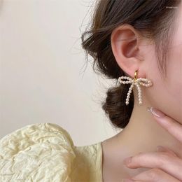 Hoop Earrings Fashionable Pearls Bowknot Jewellery Elegant And Tempting Ear Studs Charm XXFB